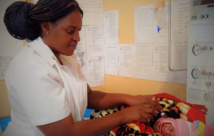 Rabecca Phiri, a midwife in Chifunabuli district
