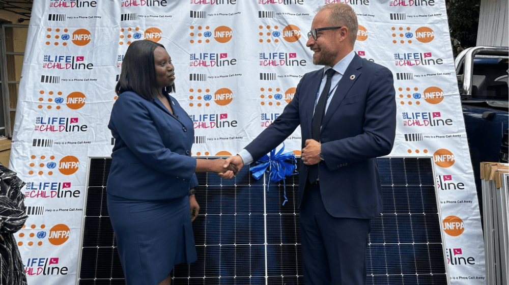 UNFPA Zambia hands over solar panels as part of it's support to the Lifeline/Childline in the fight against GBV 