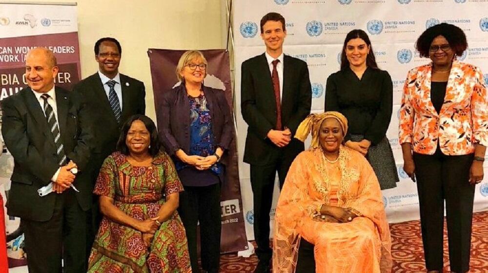 Zambian Vice President, former UN Resident Coordinator, Ambassadors and UN Representatives at the launch of the AWLN in Zambia